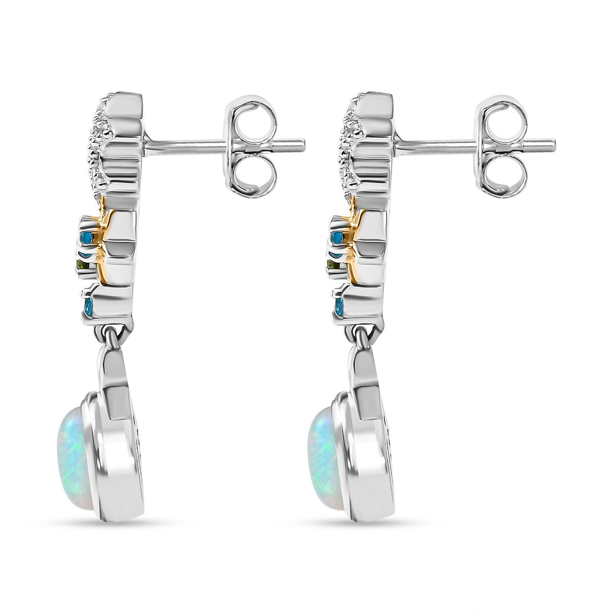 GP Celestial Kollektion - AA Natürlicher, äthiopischer Welo Opal, Neon Apatit Ohrringe Messing Rhodiniert und 750 Gelbgold Vermeil ca. 1.56 ct