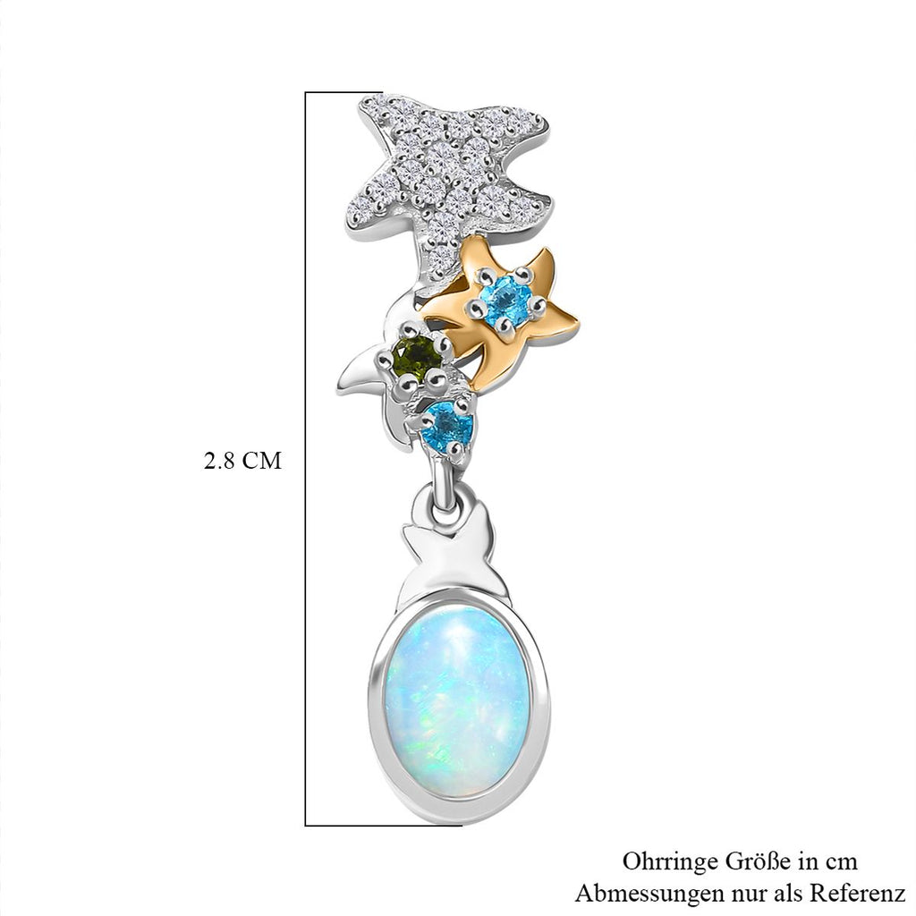GP Celestial Kollektion - AA Natürlicher, äthiopischer Welo Opal, Neon Apatit Ohrringe Messing Rhodiniert und 750 Gelbgold Vermeil ca. 1.56 ct
