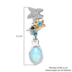 GP Celestial Kollektion - AA Natürlicher, äthiopischer Welo Opal, Neon Apatit Ohrringe Messing Rhodiniert und 750 Gelbgold Vermeil ca. 1.56 ct