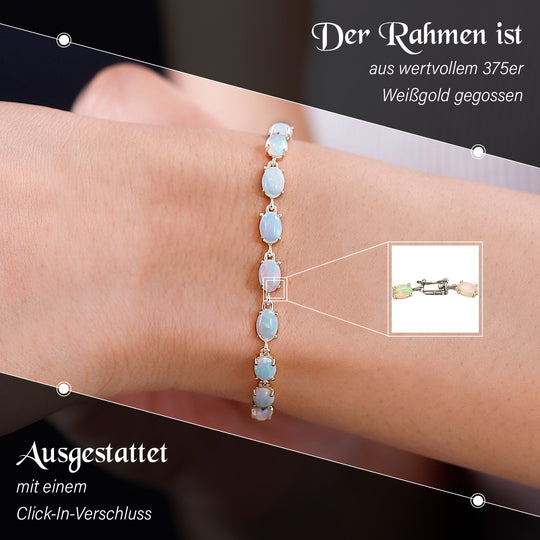 AAA Natürliches, äthiopisches Welo Opal Armband ca. 19 cm, 375 Gelbgold ca. 4.40 ct