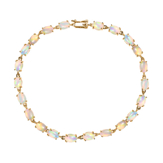 AAA Natürliches, äthiopisches Welo Opal Armband ca. 19 cm, 375 Gelbgold ca. 4.40 ct