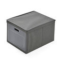 Faltbare Aufbewahrungsbox mit Stoffbezug und Klappdeckel, Größe 30x25x40 cm, Grau