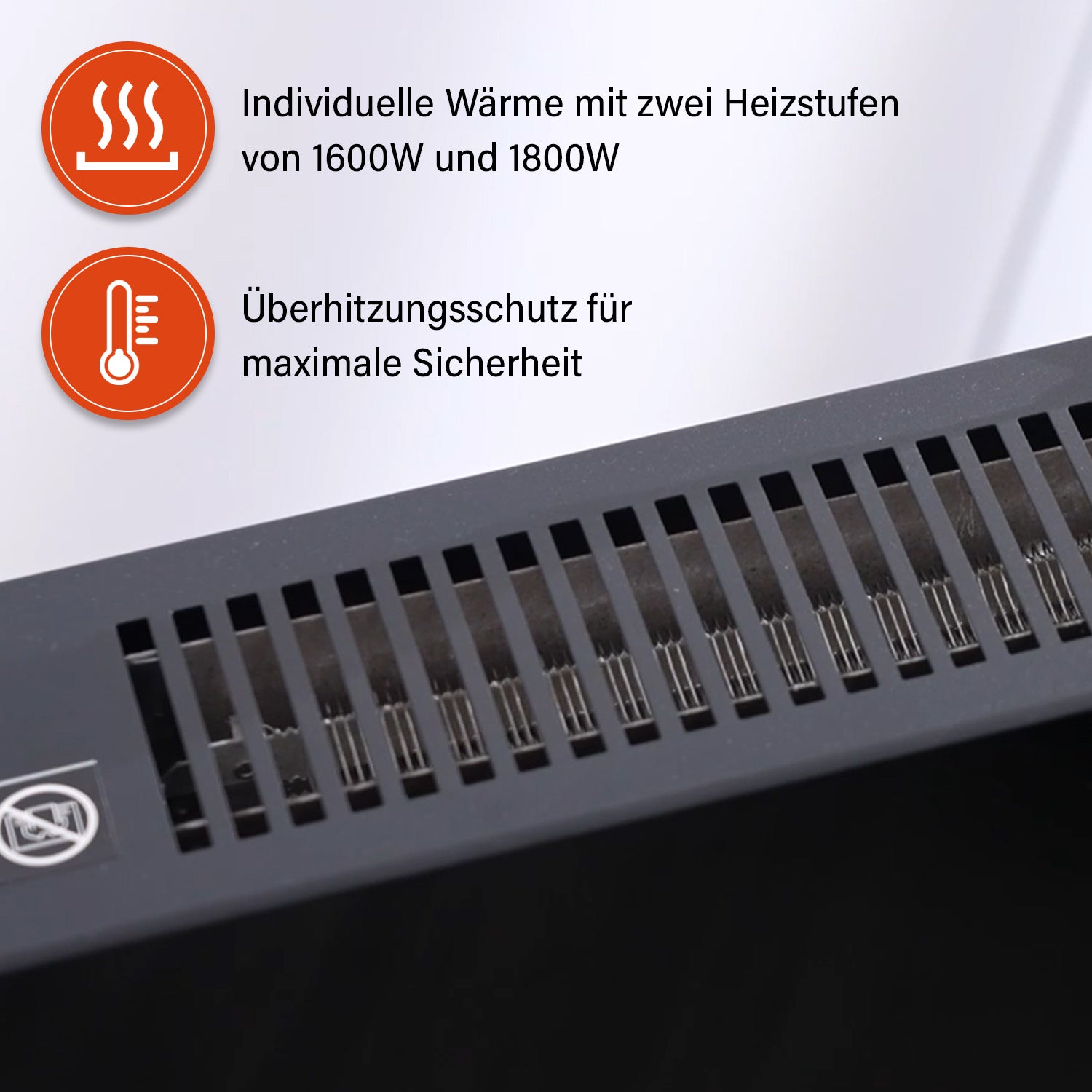 Elektrischer Wandkamin-Heizlüfter, Schwarz - Fernbedienung, 3D-Flammeneffekt, 5 LED-Farben, einstellbare Temperatur, Timer Überhitzungsschutz, langlebiges Metallgehäuse, 66 x 10 x 44 cm