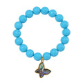 Sleeping Beauty Türkis farbe Muschelperle, Abalone Muschel Armband BR-Stretch Standard gelb vergoldet