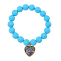 Sleeping Beauty türkisfarbenes Muschelkernperlen und Abalone-Muschel Armband, 17-19 cm - 198 ct.