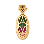 Wassermelonen Quarz Triplette, Schwarzer Spinell Anhänger 925 Silber 750 Gelbgold Vermeil ca. 10.50 ct