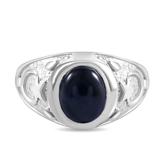 Stern blauer Saphir Ring 925 Silber rhodiniert (Größe 19.00) ca. 3.11 ct