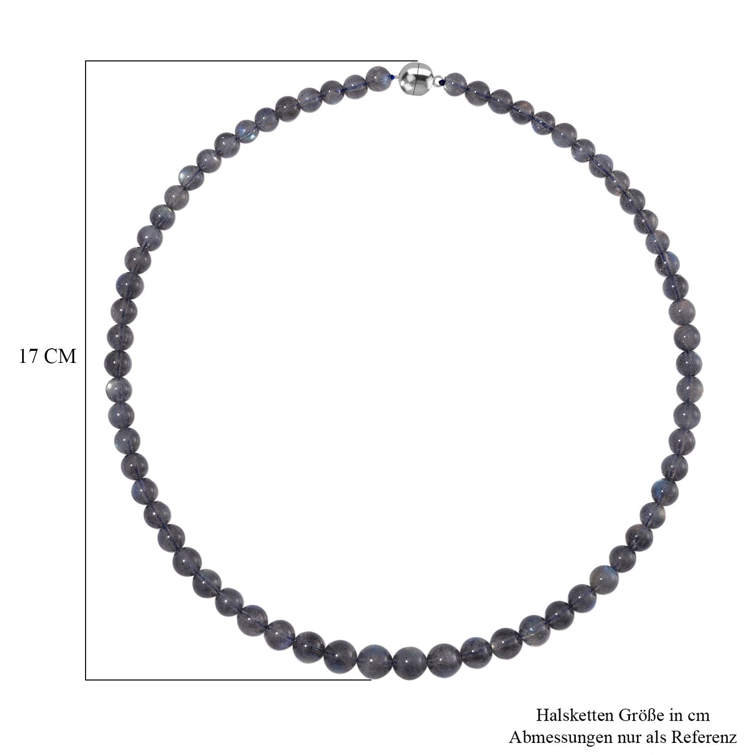 Labradorit Halskette, ca. 50 cm, 925 Silber rhodiniert ca. 215.00 ct