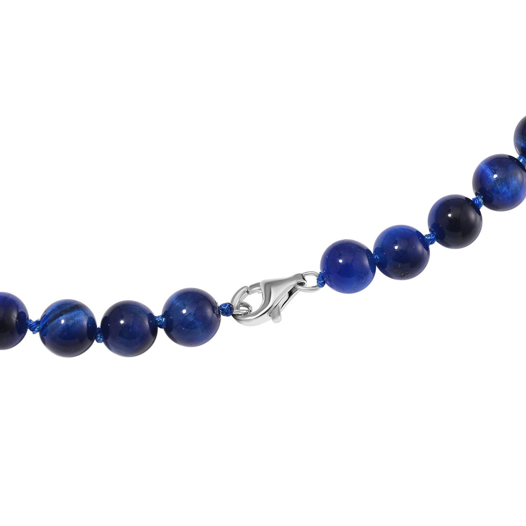 Blaue Tigerauge Halskette ca. 50 cm 925 Silber rhodiniert ca. 208.50 ct