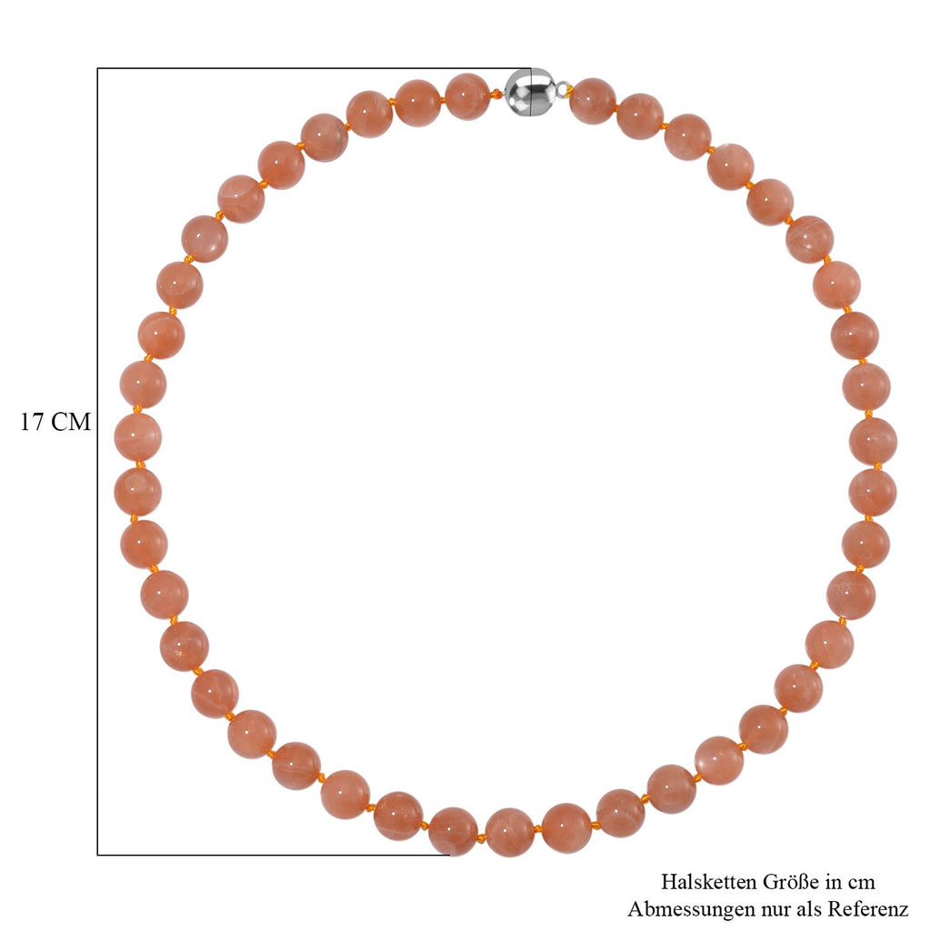 Pfirsich Mondstein Halskette ca. 50 cm 925 Silber rhodiniert ca. 335.00 ct