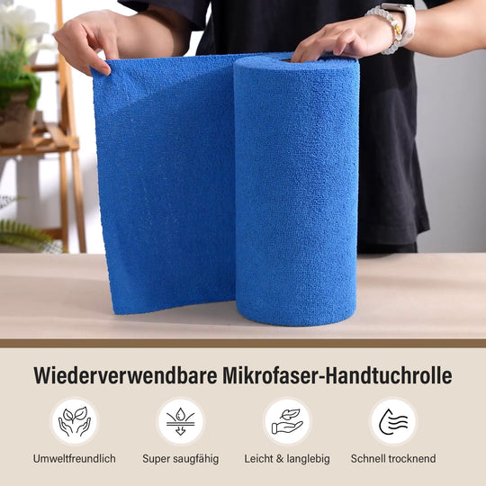 Wiederverwendbare Abreiß-Mikrofaser-Handtuchrolle - 30x30cm, 30 Tücher/Rolle, 180gsm, Gelb