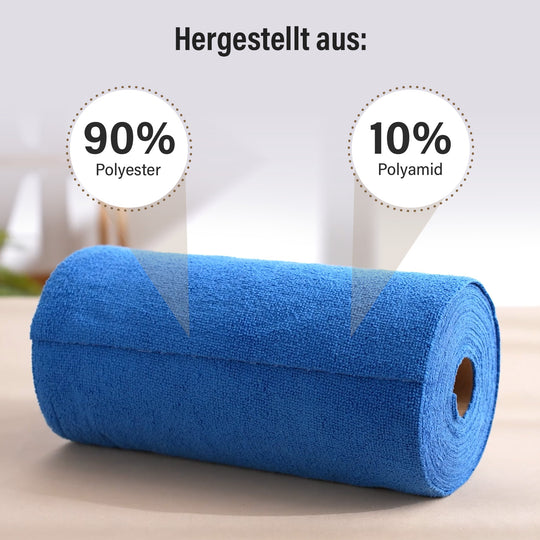 Wiederverwendbare Abreiß-Mikrofaser-Handtuchrolle - 30x30cm, 30 Tücher/Rolle, 180gsm, Gelb