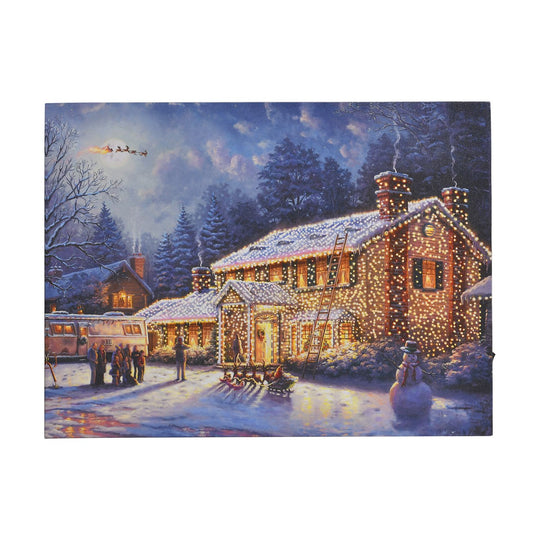 Winterliches Schloss im Lichterglanz - Leinwandbild mit LED-Beleuchtung, Größe: 30x40x1,8 cm, betrieben mit 1 AA-Batterie
