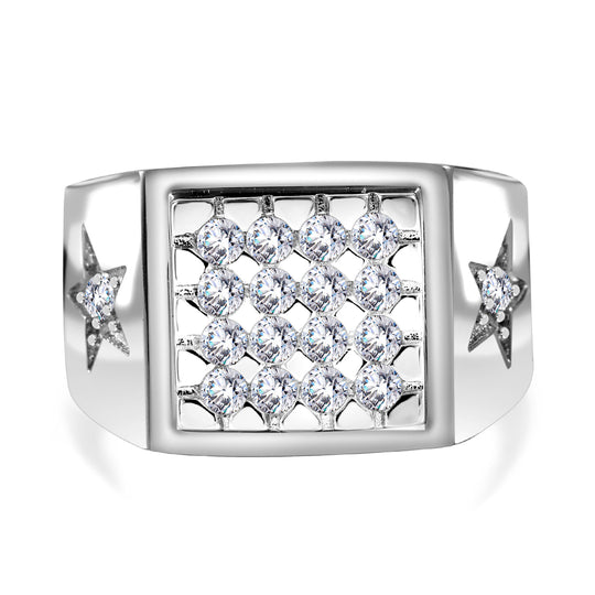 Weißer Zirkonia Ring 925 Silber rhodiniert