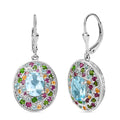 Himmelblauer Topas, Rhodolith Granat Ohrringe 925 Silber rhodiniert ca. 6,14 ct.