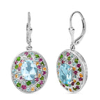 Himmelblauer Topas, Rhodolith Granat Ohrringe 925 Silber rhodiniert ca. 6,14 ct.