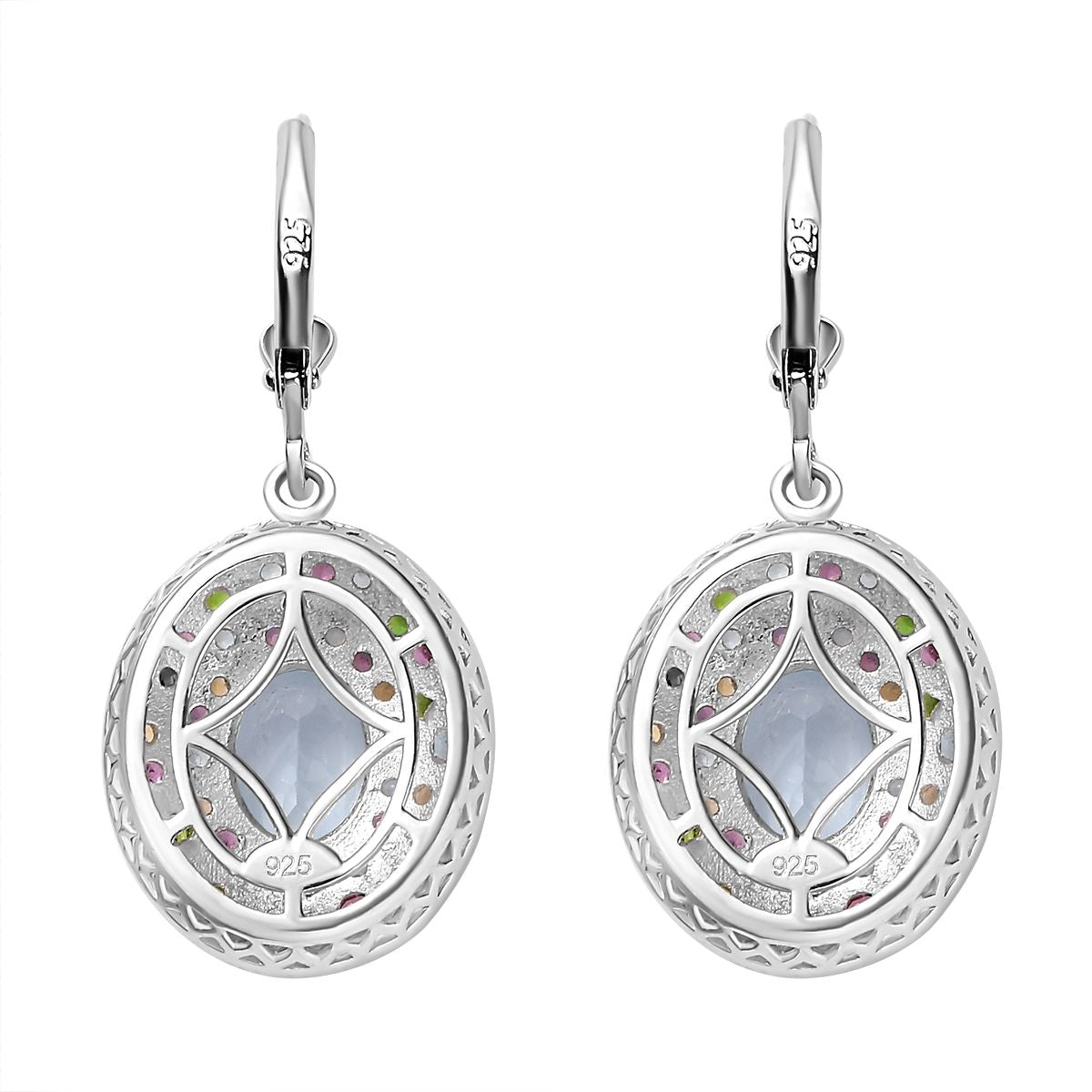 Himmelblauer Topas, Rhodolith Granat Ohrringe 925 Silber rhodiniert ca. 6,14 ct.