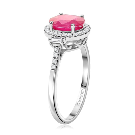 Rhapsody AAAA Natürlicher Mosambik-Rubin, Weißer Diamant AGI zertifiziert Ring 950 Platin (Größe 20.00) (10-15 Werktage Lieferzeit) ca. 2.49 ct