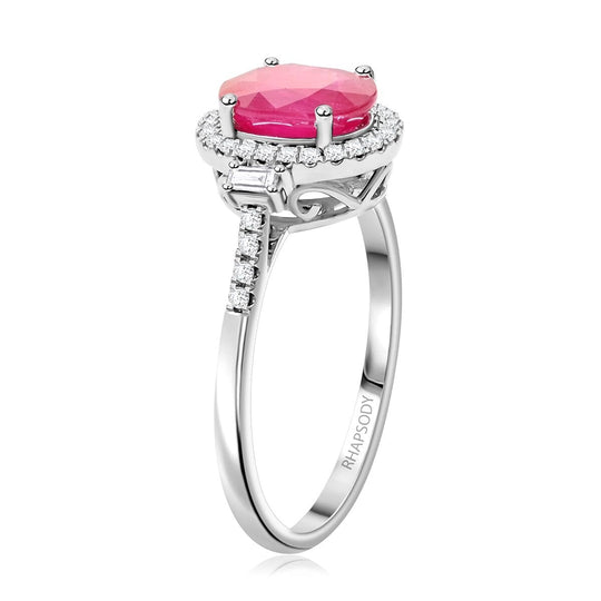 Rhapsody AAAA Natürlicher Mosambik-Rubin, Weißer Diamant AGI zertifiziert Ring 950 Platin (Größe 19.00) ca. 2.49 ct