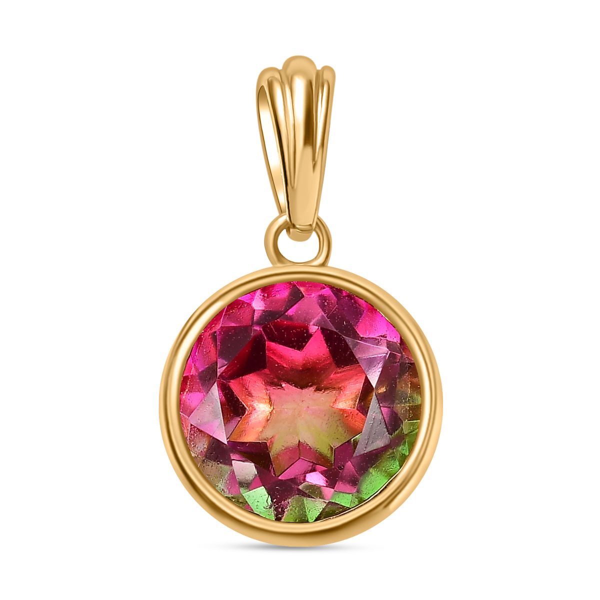 Wassermelonen Quarz Triplette Anhänger 925 Silber vergoldet ca. 4.23 ct