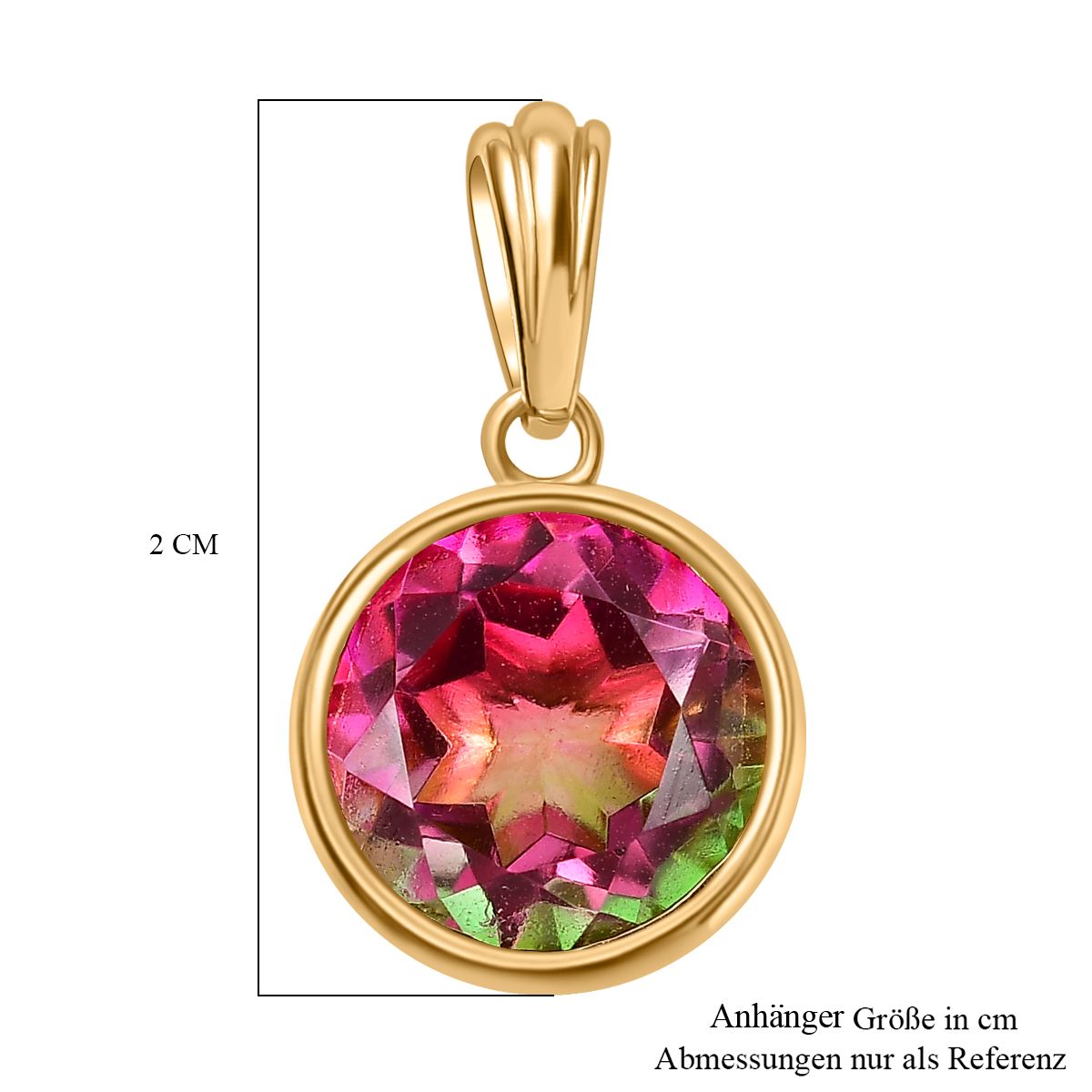 Wassermelonen Quarz Triplette Anhänger 925 Silber vergoldet ca. 4.23 ct