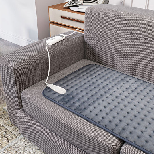 Elektrisches Wärme-Decke- Für Entspannung und Schmerzlinderung, 3 Heizstufen, hypoallergen, waschbar, 2-Stunden-Timer, 2m Kabel, Grau, 84 x 40 cm