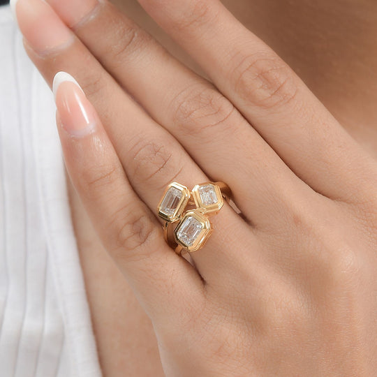 Feinster Zirkonia Ring 925 Silber 585 Gelb Vergoldet (Größe 18.00)