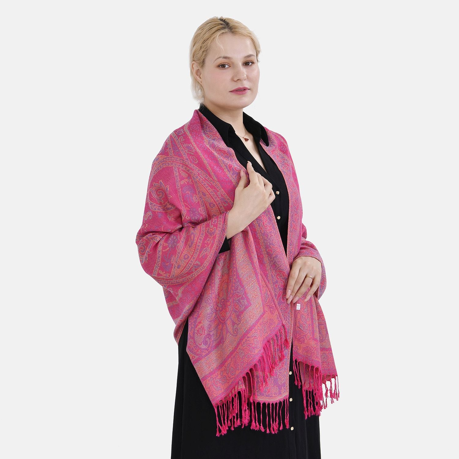 Jacquard Paisley-Schal, 175cm x 70cm, Lila