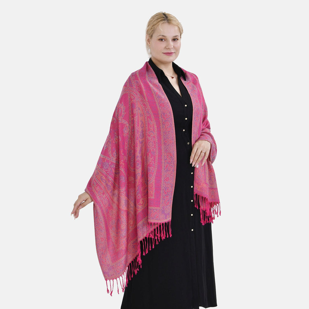 Jacquard Paisley-Schal, 175cm x 70cm, Lila