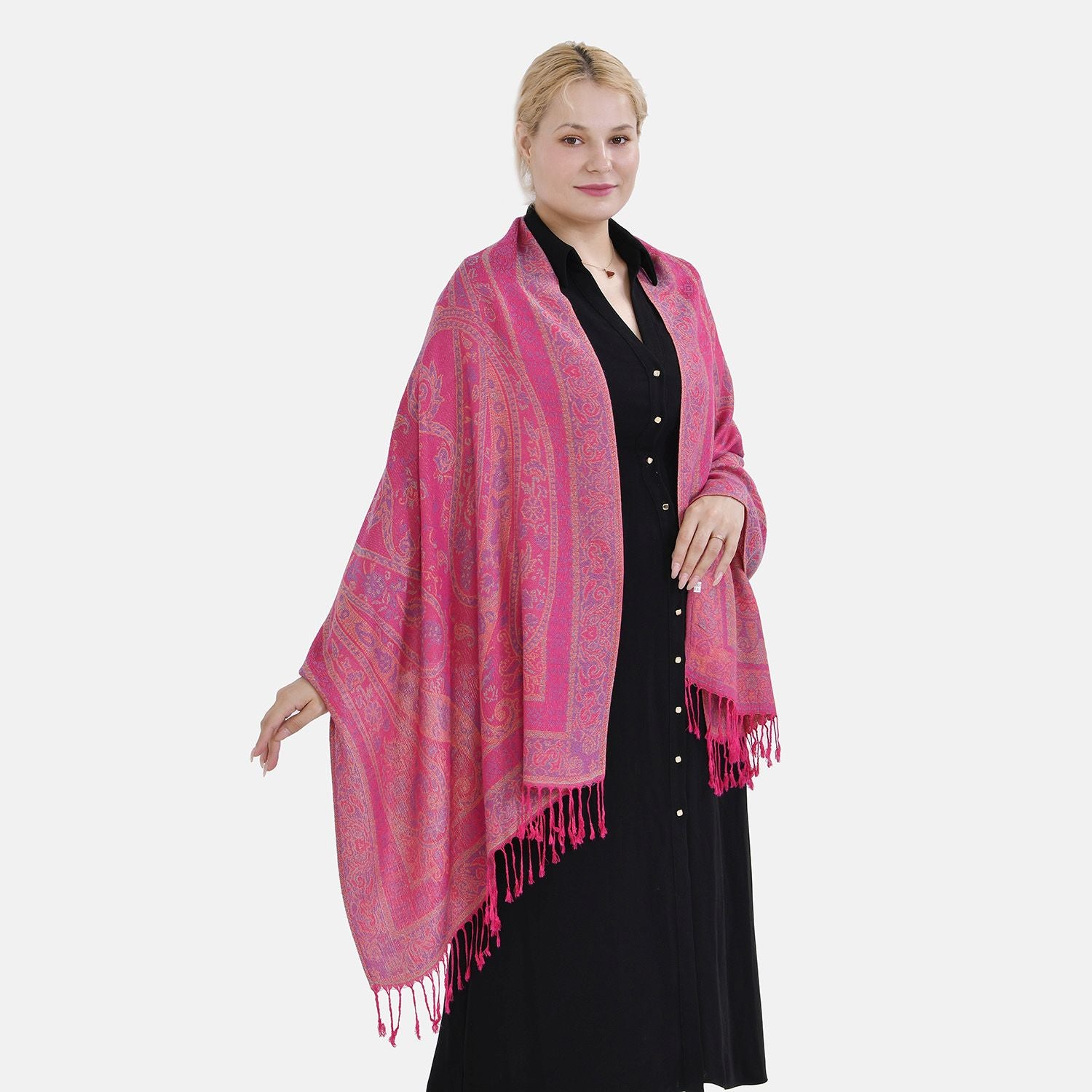 Jacquard Paisley-Schal, 175cm x 70cm, Lila