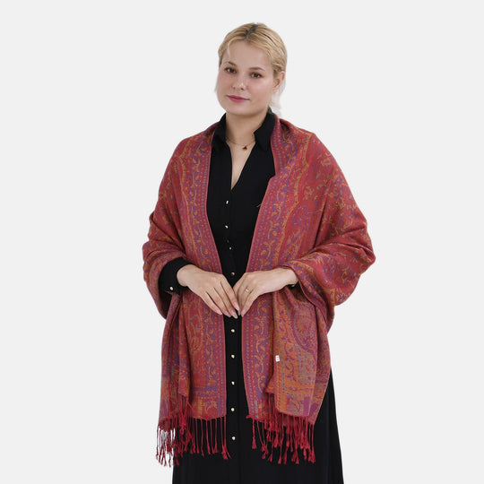 Jacquard Paisley-Schal, 175cm x 70cm, pink