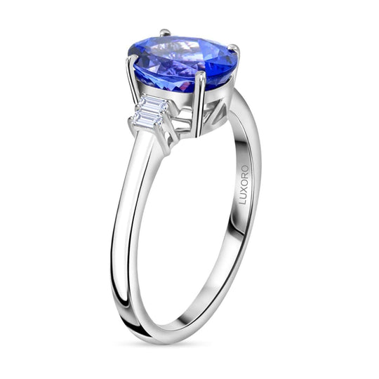 AAA Tansanit, Weißer Diamant AGI zertifiziert Ring 585 Gold 585 Vergoldet (Größe 18.00) ca. 2.60 ct