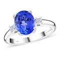 AAA Tansanit, Weißer Diamant Ring 585 Gold vergoldet (Größe 20.00) ca. 2,50 ct
