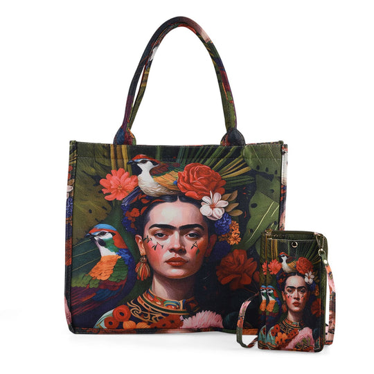 2-teiliges Taschenset - Shopper und Handytasche, ca. 40  x 12 x 35 cm (Shopper), ca. 20 x 11 x 2 cm (Handytasche), Leopardmotiv
