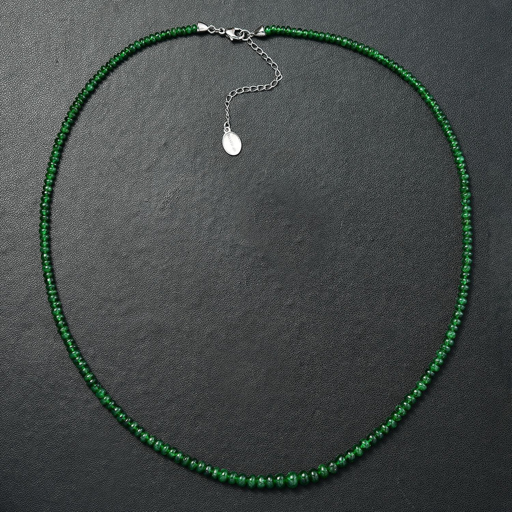 AAAA Tsavorite Granat Halskette ca. 45 cm + 5 cm Extender, 950 Platin ca. 50,00 ct.