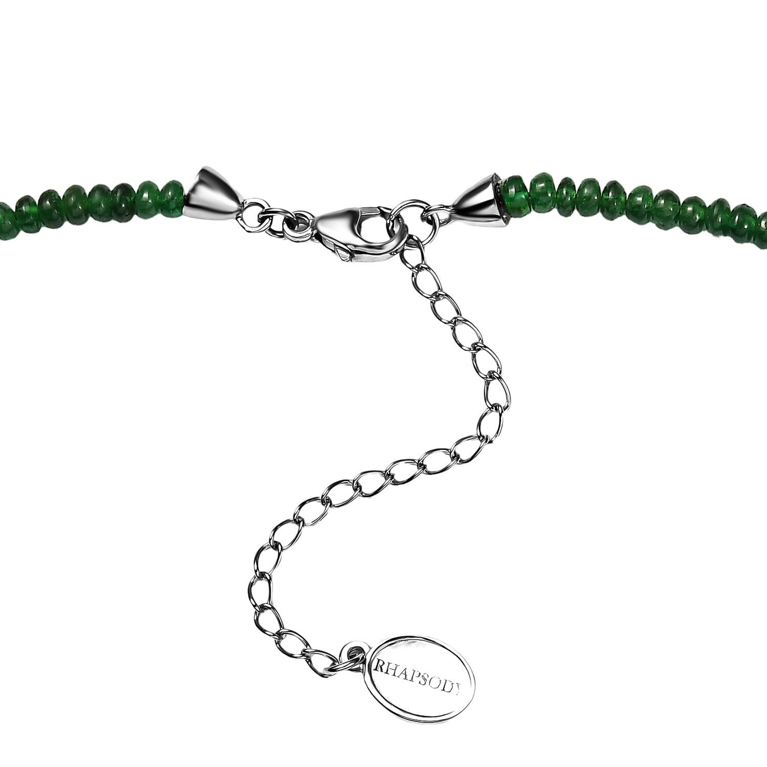AAAA Tsavorite Granat Halskette ca. 45 cm + 5 cm Extender, 950 Platin ca. 50,00 ct.