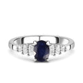 Masoala Saphir (Fissure gefüllt) und Diamant Ring 925 Silber platiniert (Größe 20.00) ca. 1,35 ct