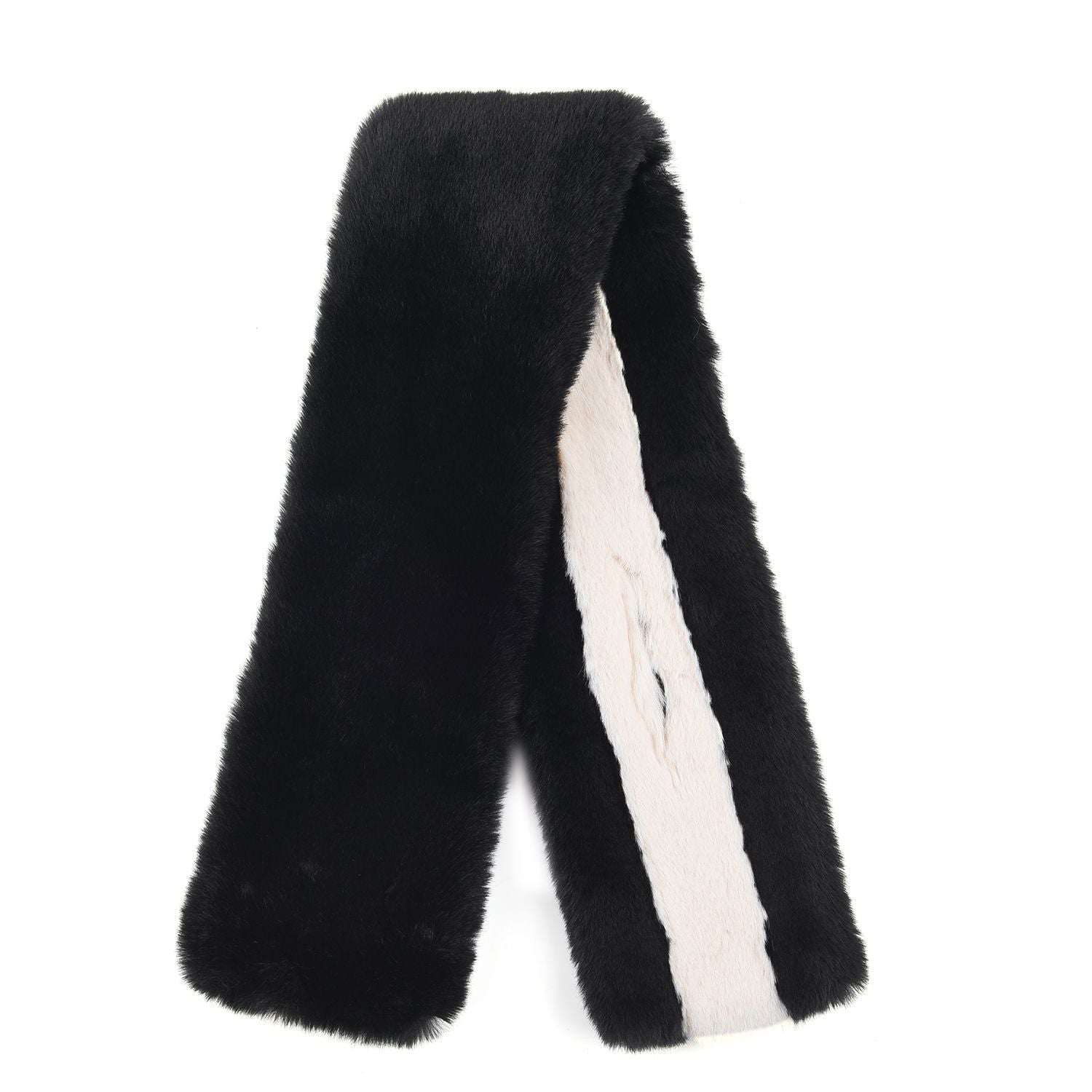 Superweicher Kunstfell Schal, 65x18 cm, Schwarz