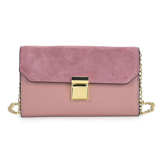 Clutch aus 100% echtem Leder mit RFID Schutz, Größe 20x10 cm, Grau