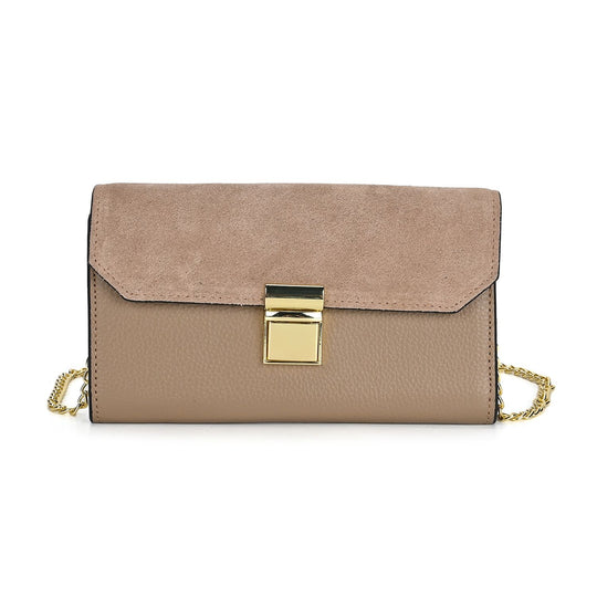 Clutch aus 100% echtem Leder mit RFID Schutz, Größe 20x10 cm, Grau
