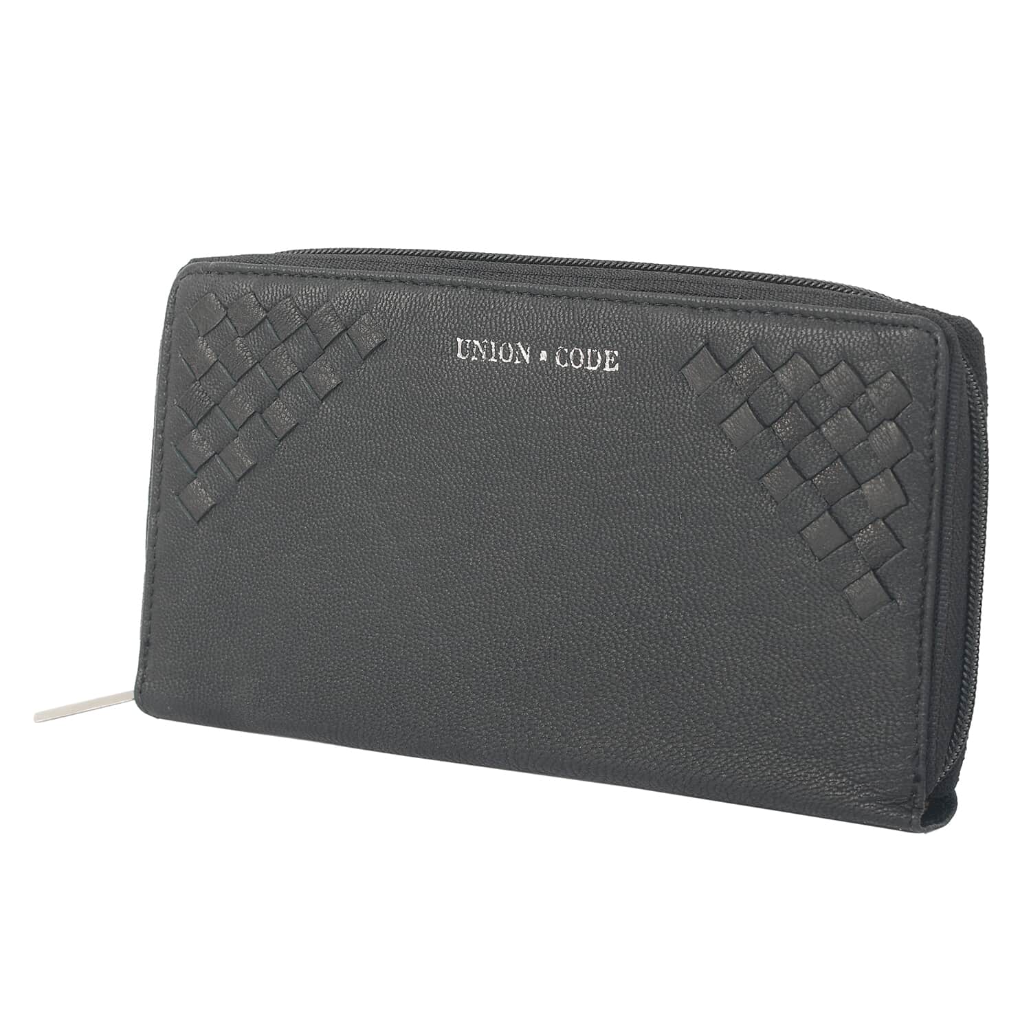 CLOSE OUT - UNION CODE: 100% Echtleder Brieftasche mit Krokoprägung und RFID schutz, 19x12 cm, schwarz