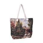 Jacquardgewebte Tasche aus Jute mit Futter, Reißverschluss und verstellbarer Kordel Riemen, 42 x 37 x 34 cm, Schwäne