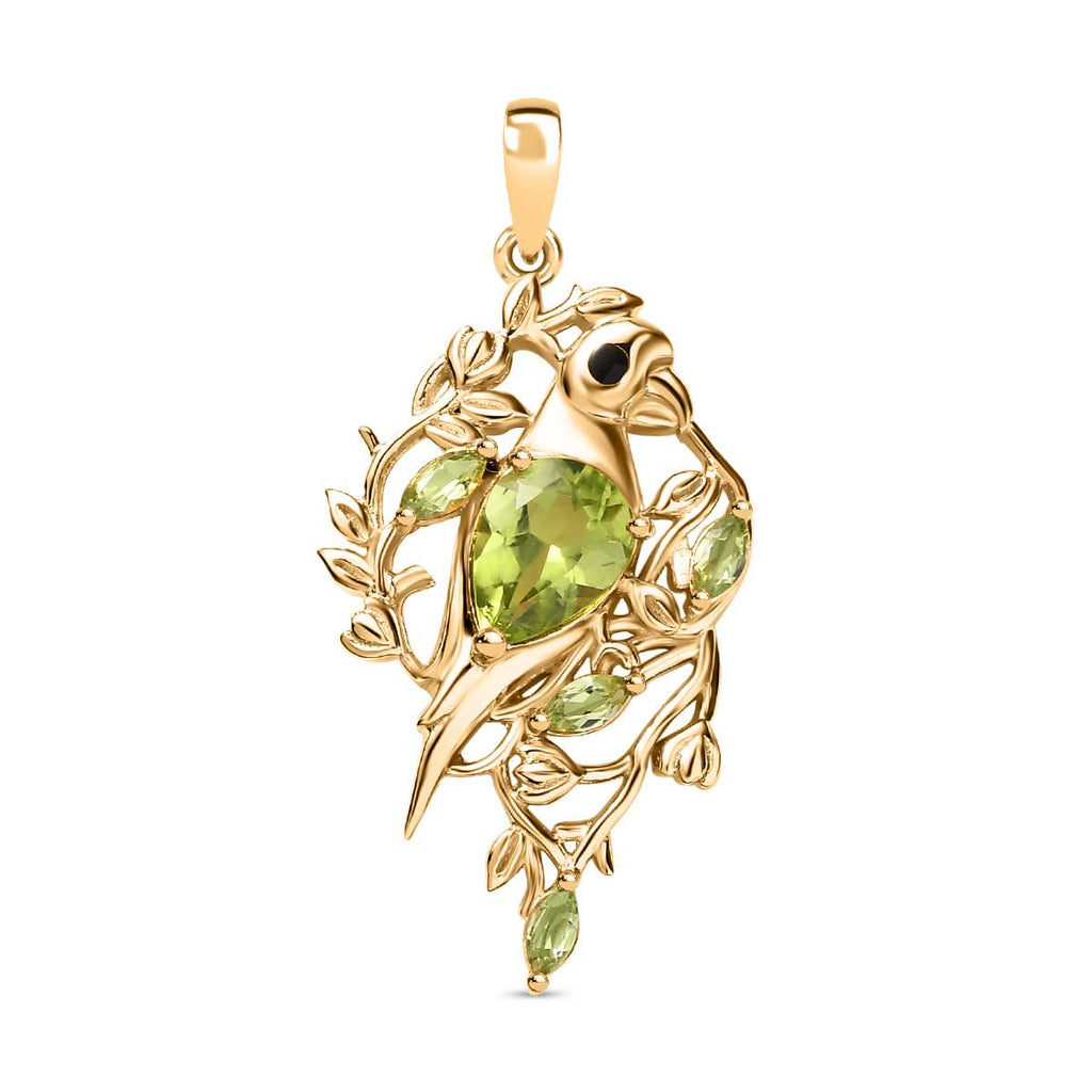 Peridot Anhänger 925 Silber 750 Gelbgold Vermeil ca. 1,27 ct.