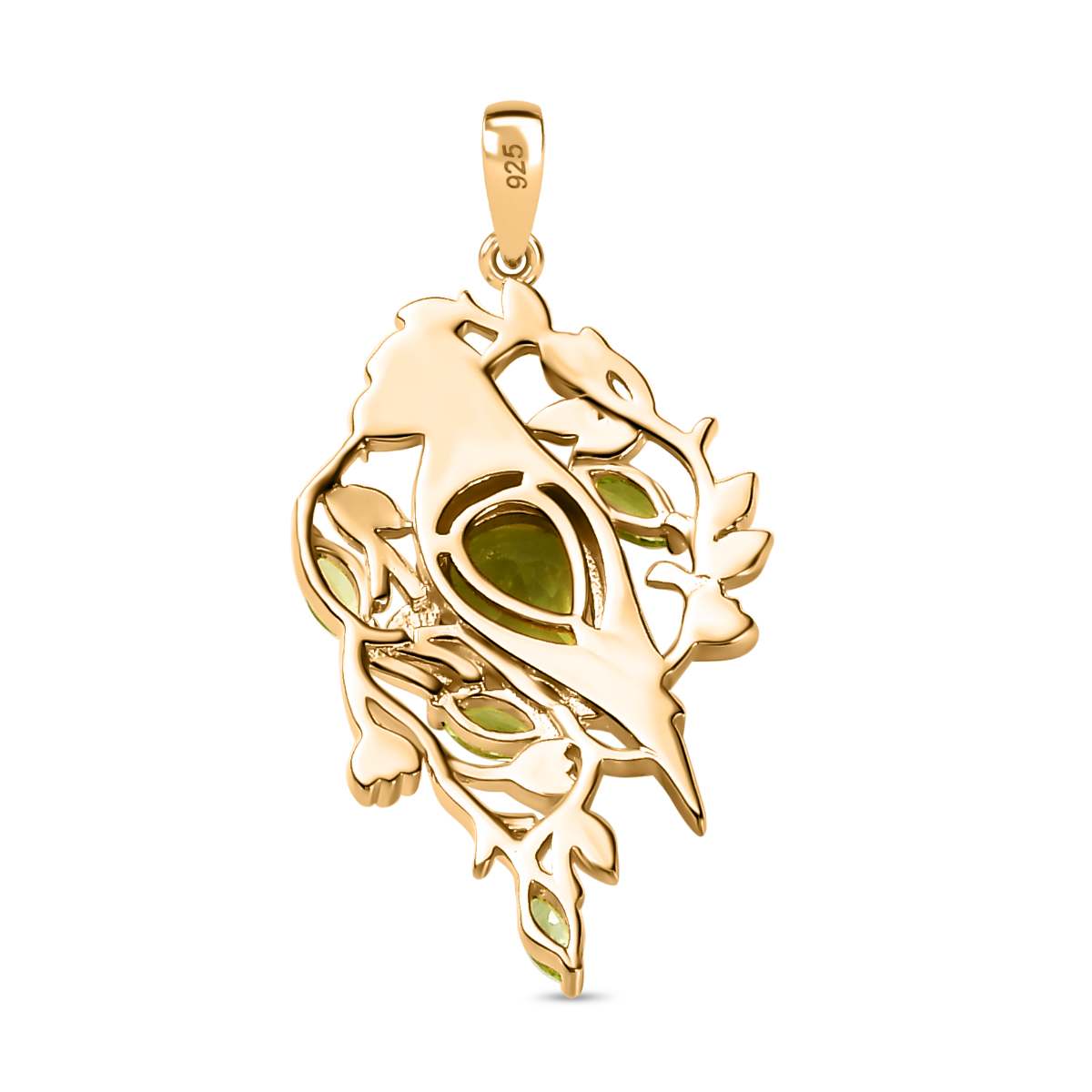 Peridot Anhänger 925 Silber 750 Gelbgold Vermeil ca. 1,27 ct.