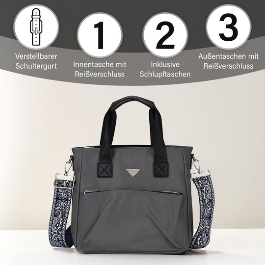 Tote-Crossbody-Tasche - mit verstellbarem Riemen und praktischen Fächern, 33 x 13 x 30 cm, Rot