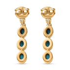 AA Sleeping Beauty Türkis, Weißer Zirkon Ohrringe 925 Silber 750 Gelbgold Vermeil ca. 1,19 ct.