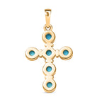 AA Amerikanischer, natürlicher Sleeping Beauty Türkis Kreuz Anhänger, 925 Silber 750 Gelbgold Vermeil ca. 0.72 ct