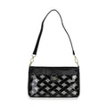 Stylische Sling-Umhängetasche mit schwarzem Karo-Design, Schwarz
