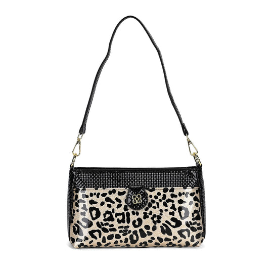 Stylische Sling-Umhängetasche mit schwarzem Karo-Design, vielseitigem Gurt und praktischen Fächern, 26x10x15 cm, Schwarz