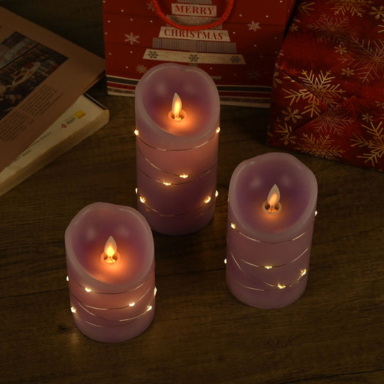 3er Set - LED-Kerzen ohne Flamme mit Fernbedienung, rot